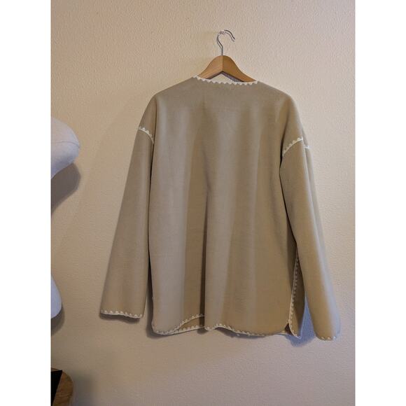vici cream fleece belted trimmed coat size Medium - Picture 8 of 9